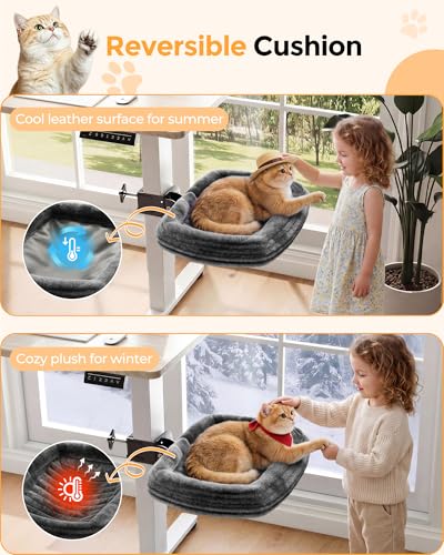 Image of JOY worker Cat Desk Bed, Clamp-on Leg 90 Upward Foldable Cat Hammock Perch