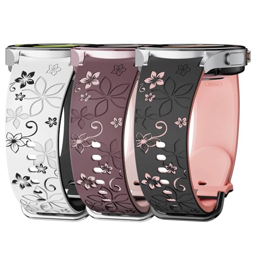 LEIXIUER Bracelet en Silicone Compatible avec Samsung Galaxy Watch 7 6 5 4 40mm 44mm,Deux Tons Floral Bracelets Montre Femme pour Galaxy Watch 6 4 Classic 43mm 47mm 42mm 46mm/5 Pro 45mm/FE 40mm