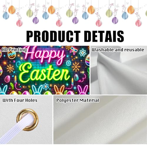 Image of Nuxovilar Neon Easter Eggs Banner 43x71in Polyester
