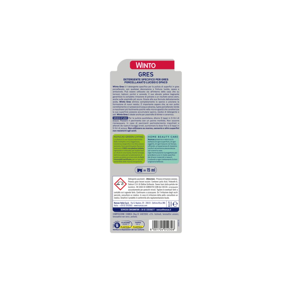 Nuncas - Winto Gres - Detergente per Pavimenti in Gres - Multipack - Confezione da 3 x 1000 ml
