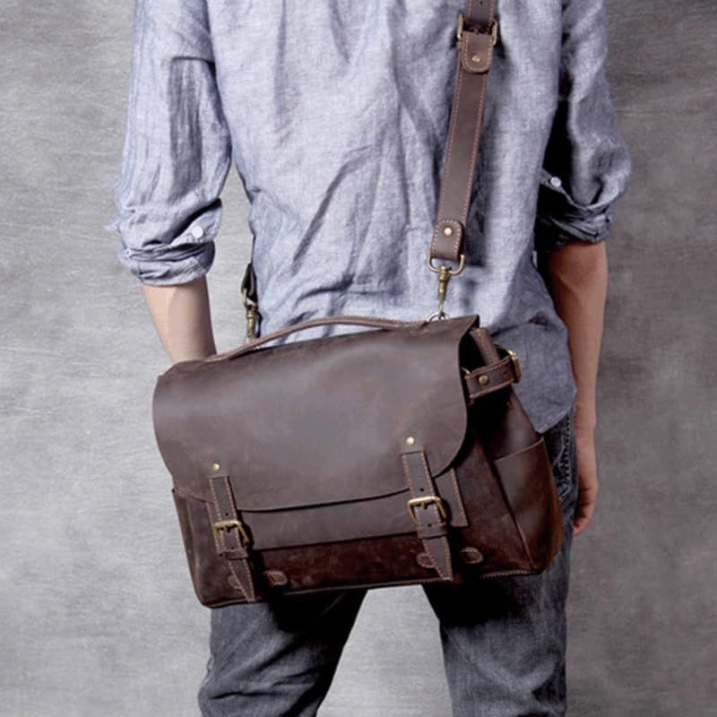 Top Layer Cowhide Messenger Bag Single Shoulder Crossbody Bag Retro Laptop Bag4