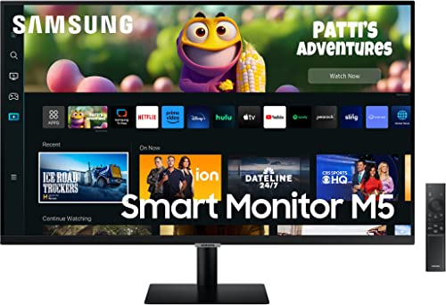 Image of Samsung 27-inch(68.58cm) M5 FHD Smart Monitor, Mouse & Keyboard Control, Smart TV apps, IoT Hub, Office 365, Apple Airplay, Dex, Speakers, Remote, Bluetooth (LS27CM500EWXXL, Black)