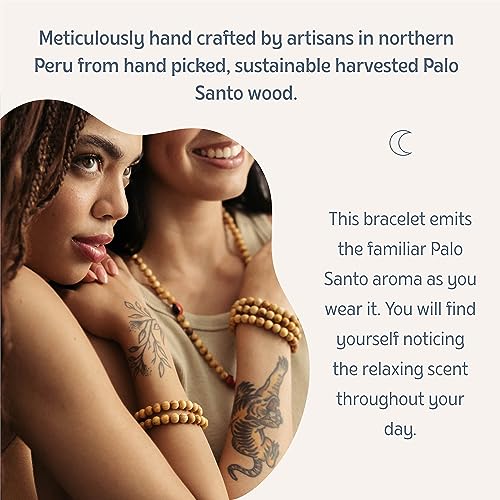 Luna Sundara Palo Santo and Huayruro Charm Bracelet Handmade in Peru Highly Aromatic and Spiritually Cleansing3