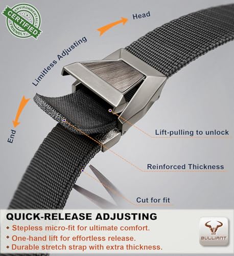 Image of BULLIANT Men Tractical Belt,Stretch Western Rigger Web Belt For Cowboy Military Heavy Duty Hiking Hunting 1.5 inch-Cut For Fit