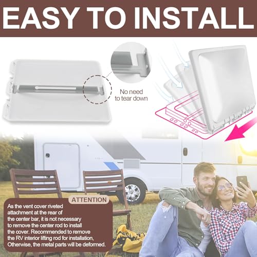 Wadoy 13 x 13 inch RV Camper Vent Cover/Lid Comaptible with Jensen 40152 Metal Base 1994 & Up Models, Universal Roof Vent Cover Replacement for RV, Trailer, Camper, Motorhome