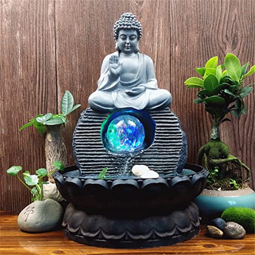 Fuente de loto budista hecha a mano en resina fina para decoración zen 4