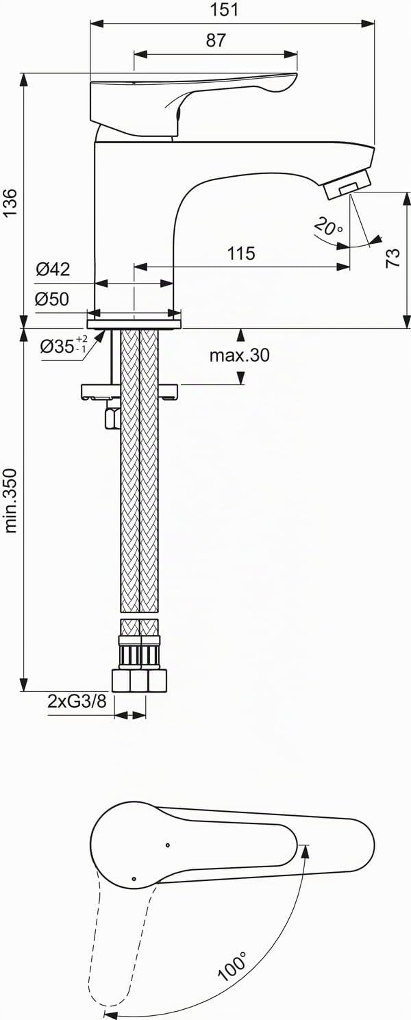 Ideal Standard - Alpha, Miscelatore monocomando per lavabo, Cromato