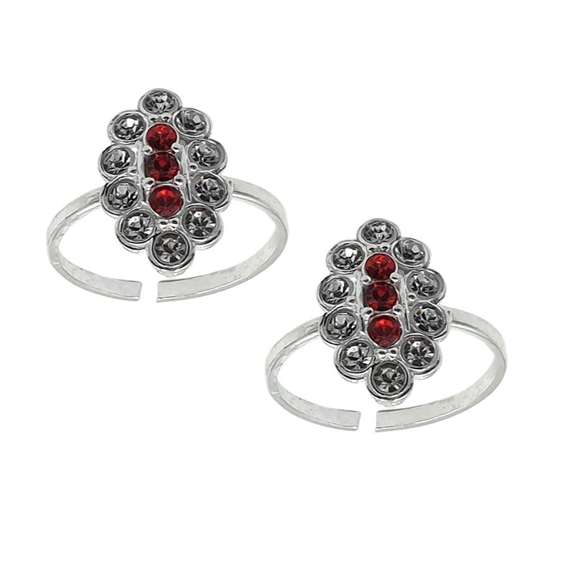 sahiba gems Beautiful, Comfortable And Trendy Silver Toe Ring | Red Zircon Design | Made Of Silver | 2 Pieces Set | Latest Collection-picture-47
