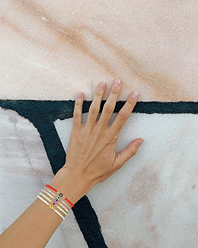 Dalinner 12/24Pcs Beaded Evil Eye Bracelet For Women Handmade Elastic Protection Bracelet Good Luck Nazar Amulet Bangle Lucky Turkish Religious Symbol Jewelry Colorful #TOP2