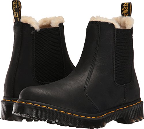 Dr. Martens Women's Leonore Burnished Wyoming Leather Boot, Black, 5 Medium UK (7 US)