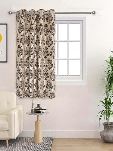 Image of Saral Home Medallion Chenille Blackout Window Curtains 1pc,Lt.Brown. 4x5 Ft