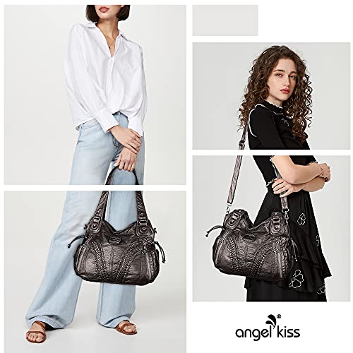 Purses and Handbags Women Fashion Tote Bag Shoulder Bags Top Handle Satchel Purses Washed Synthetic Leather Handbag