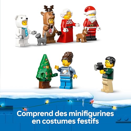 LEGO City Le Calendrier de l'Avent 2025 - Jeu pour Garçon ou Fille dès 5 Ans - Compte à Rebours Avant Noël avec 24 Surprises Dont Un Train, Une Voiture, Un Tracteur & 7 Minifigurines - Cadeau 60475