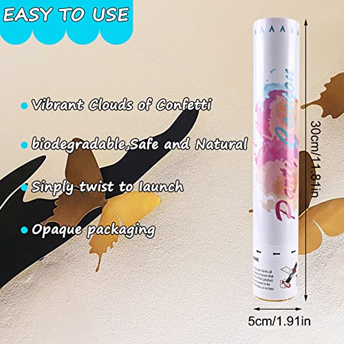 Delamiya Confettikanon, blauw, 4 stuks, 30 cm, party-popper, gender reveal party popper met vlindervulling, voor jongens… - Image 3