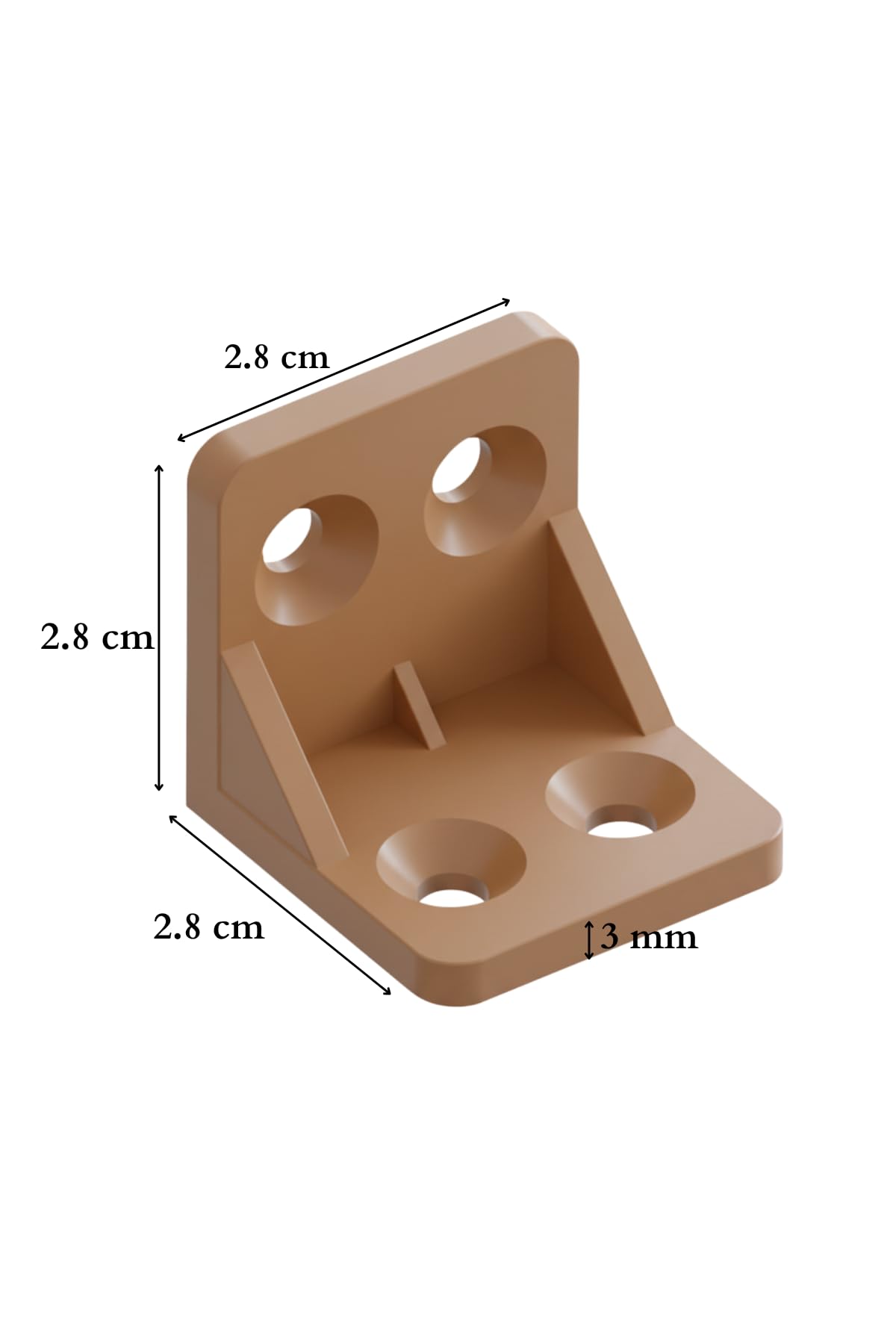 Plastik L Köşe Bağlantı Elemanı, 28x28x28 mm, Montaj Vidaları Dahil, 10 Adet (Beyaz)