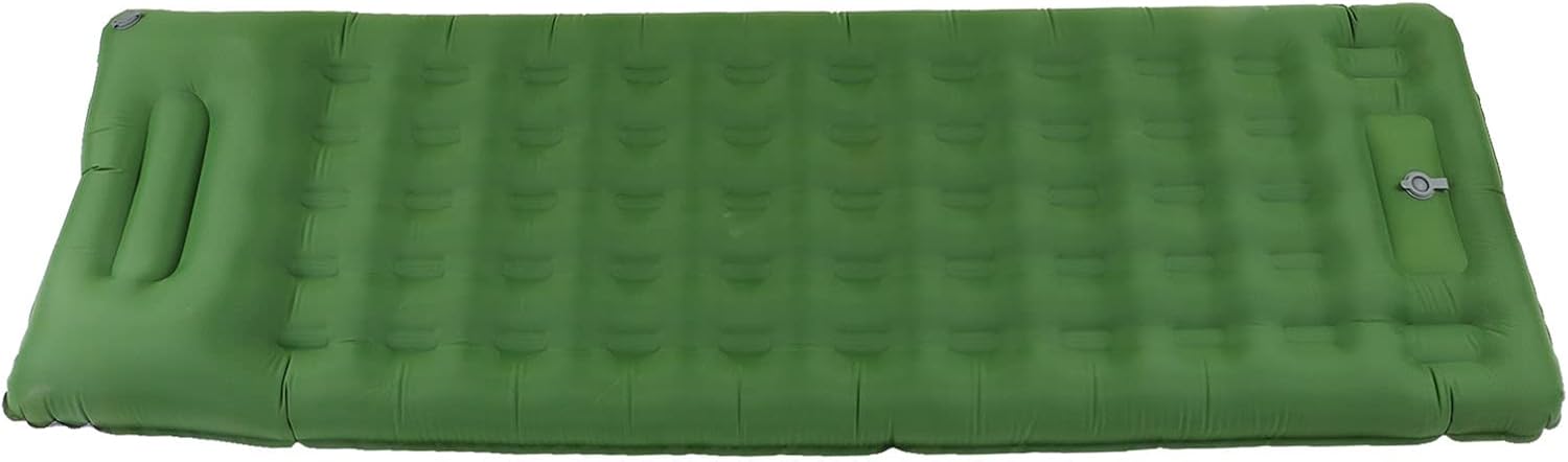 Inflatable Camping Mat, Self Inflating Sleeping Pad with 60s Foot Pump, Nylon Camping Mattress Pad for Backpacking Beach Travel, Olive Green