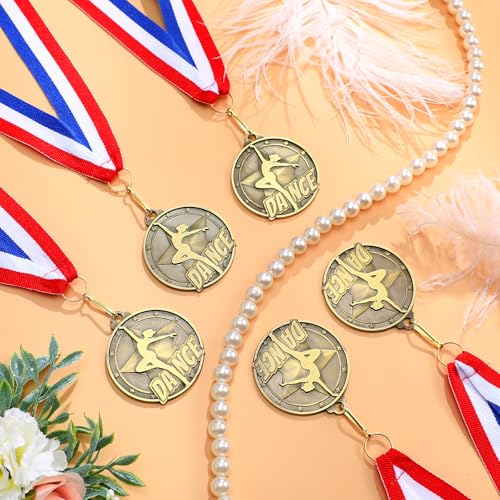 Quelay 30 Pcs 2'' Award Medals Bulk Gold Winner Medals with Neck Ribbons Metal Trophy Award Prize Gift for Tournaments, Competitions, Party, Kids and Adults(Dance Star)