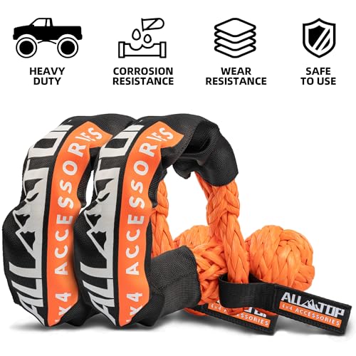 Image of ALL-TOP Synthetic Soft Shackle Rope 1 /2in x 22in (48300Lbs Max Break) UHMWPE Recovery Tow Shackles for Offroad 4x4 Vehicles, 2 PCS