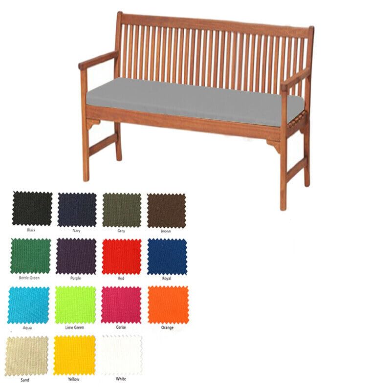 JOROBA Garden 3 Seater Bench Cushion or Cover – Waterproof Outdoor Bench Swing Seat Pad for Patio Garden Furniture, High Density Foam Cushion or Water Resistant Cover (Cover Only – Grey)