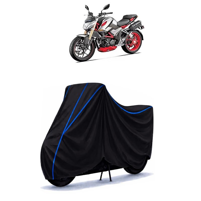 Image of Hero XF3R Bike Cover Water Resistant Universal Motorcycle Rain | Heavy Duty UV Protection, Dust, Scratch Indoor Outdoor All Weather with Black Blue Piping Elastic
