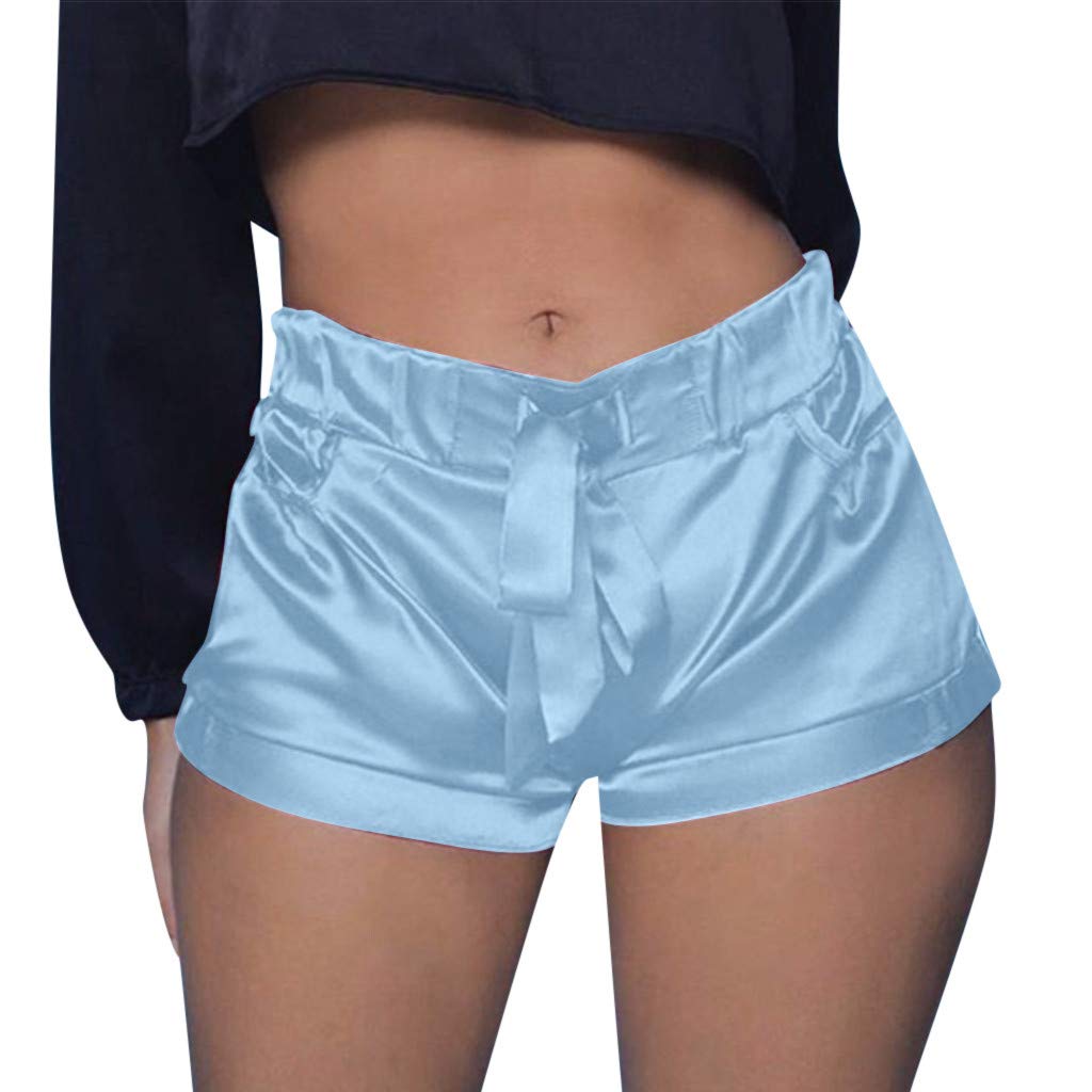 Shorts For Women High Waisted Sexy Satin Pants Summer Casual Beach Shorts With Pocket Teresamoon