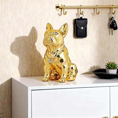 Estatua de Bulldog Francés de Resina Dorada 8 in miniatura 6