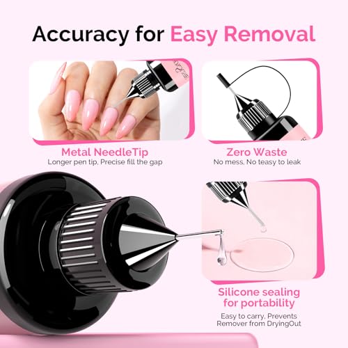 Image of MelodySusie 2Pcs Nail Glue Remover for Press on Acetone Free Nail Polish Remover Multi-Functional Remover for Nails Tips Gentle Glue Remover for Gel x Nails for Home Salon 20ML