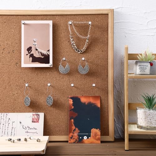 Image of Watersay 50 Pcs Double Headed Picture Hanging Nails Long Push Pins for Wall Thumb Tacks Wall Hooks Decorative Picture Hanging Nails for Home Office Photo(Silver,Gongzi)