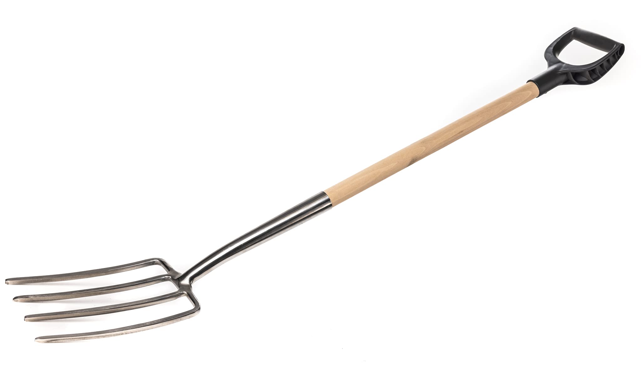 KOTARBAU® 4 Teeth Stainless Steel Fork, Garden Fork, Wooden Handle Fork, Hard and Stony Soil Aerating Fork, Ground Fork, Gardening Fork