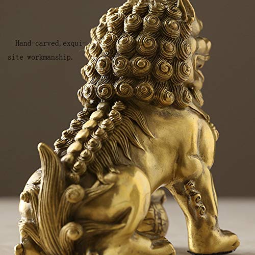 Statue de lion en laiton pur véritable objet décoration bureau