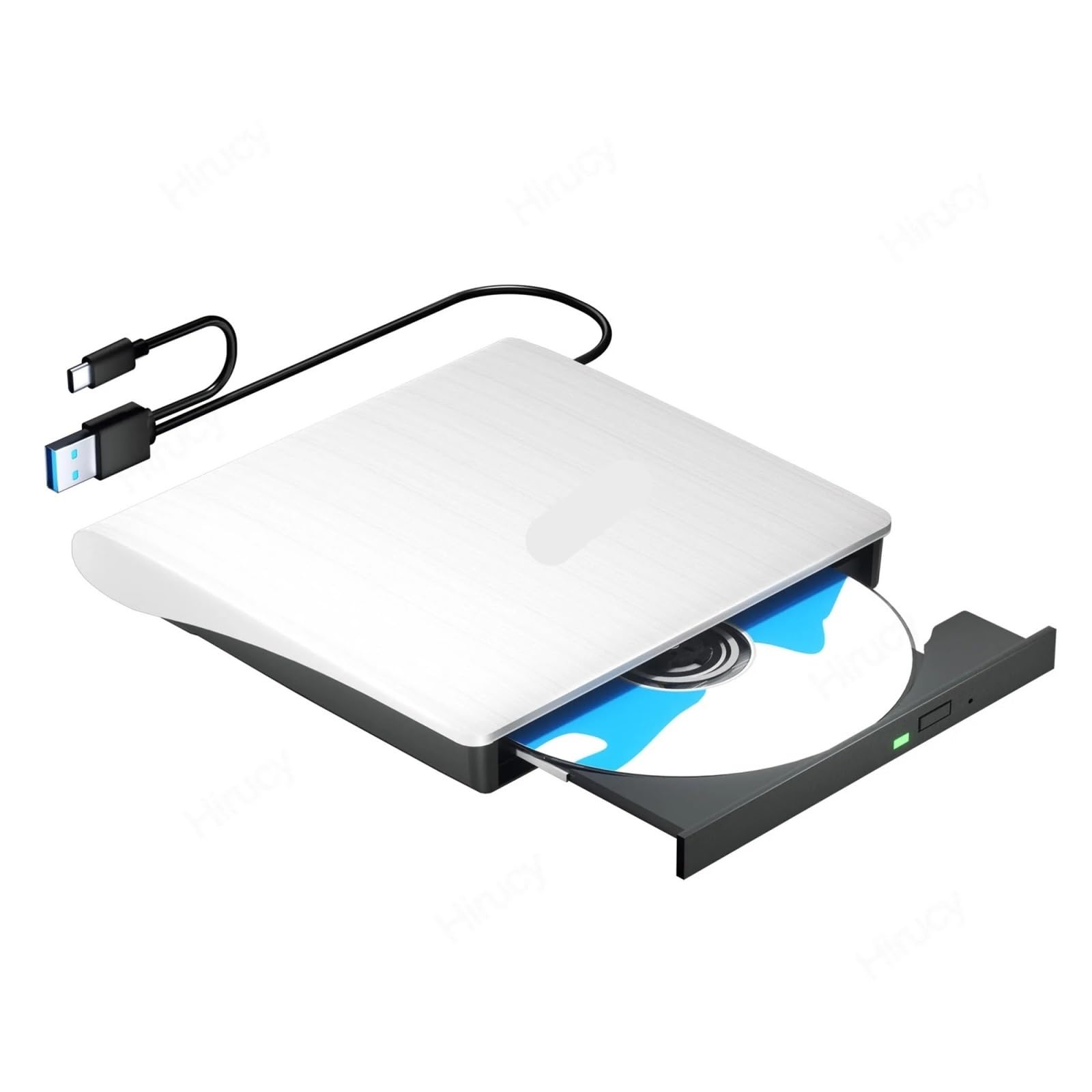 Lecteur Blu-Ray Externe, Lecteur Optique for Ordinateur Portable, Lecteur CD, graveur Compatible(Blanc)