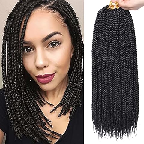 Xtrend 14 Inch 8 Packs Box Braids Crochet Hair 144 Strands Pre-looped Knotless Medium Box Braids 3X Bohemian Braiding Hair Extensions Synthetic Crochet Hair for Women (1B#) Cover