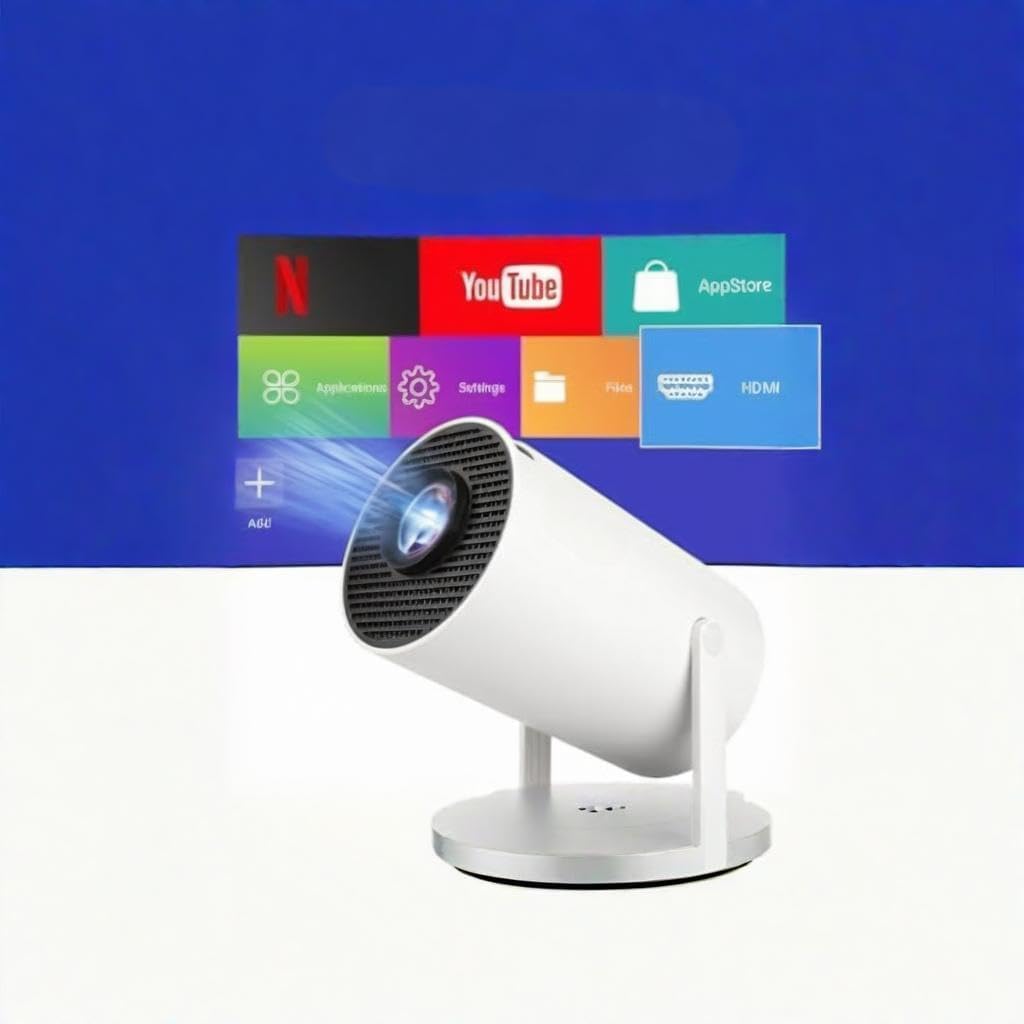 [Built-in Apps & Upgraded] HY300 Mini Projector Support 4K 1080P 180° Rotatable,Auto Keystone with WiFi 6 and Bluetooth 5.4, Projector Portable Compatibile with HDMI/TV Stick/Memory Stick/Laptop