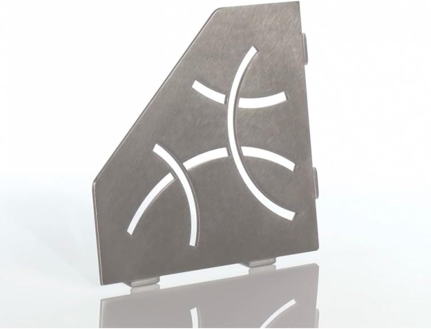 Schluter Pentagonal Corner Shelf for Tiled Walls - Curve Design, Stainless Steel Material, Brushed Stainless Steel Finish, 3/32" Thick Anchoring Tabs - SES2D6EB