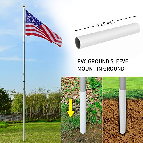 Wevalor 25Ft Telescoping Flag Pole Kit, Heavy Duty 16 Gauge Aluminum Outdoor In Ground Flag Poles With 3X5 Usa Flag, For Residential Or Commercial, Silver #TOP3