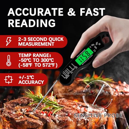 Meat Thermometer Digital，IP67 Waterproof Cooking...