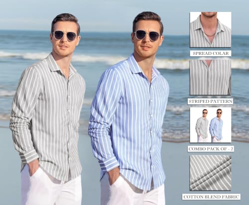 Image of Zombom Men's Regular Fit Vertical Striped Casual Shirt | Full Sleeve Cotton Blend Shirt for Men | Slim Fit Stylish Party