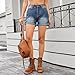 Women's Denim Shorts Trendy Summer Elastic Waist Ripped Distressed Casual Hot Shorts with Pockets Comfortable Stretchy (Blue, M)