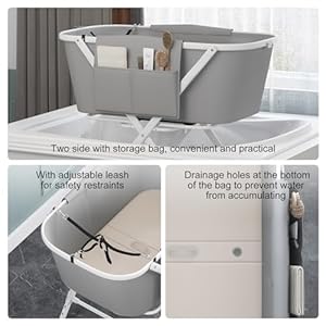 Professional portable dog bathtub pet bathing station for home grooming tub elevated foldable dog shower tub with side pocket 5 adjustable height levels grey   cucciolini doodles