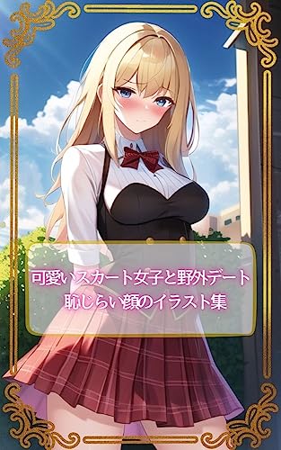 Collection of illustrations with lines showing a beautiful Japanese woman on a date outdoors with her panties almost showing through her skirt Illustrations ... beautiful schoolgirls (Japanese Edition)