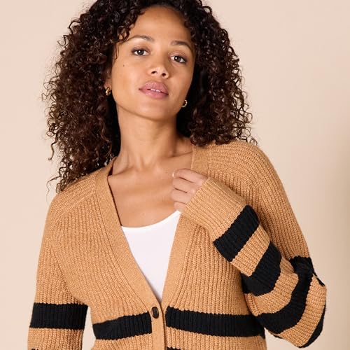 Image of Amazon Essentials Women's Soft Touch Ribbed Blouson V-Neck Cardigan Sweater