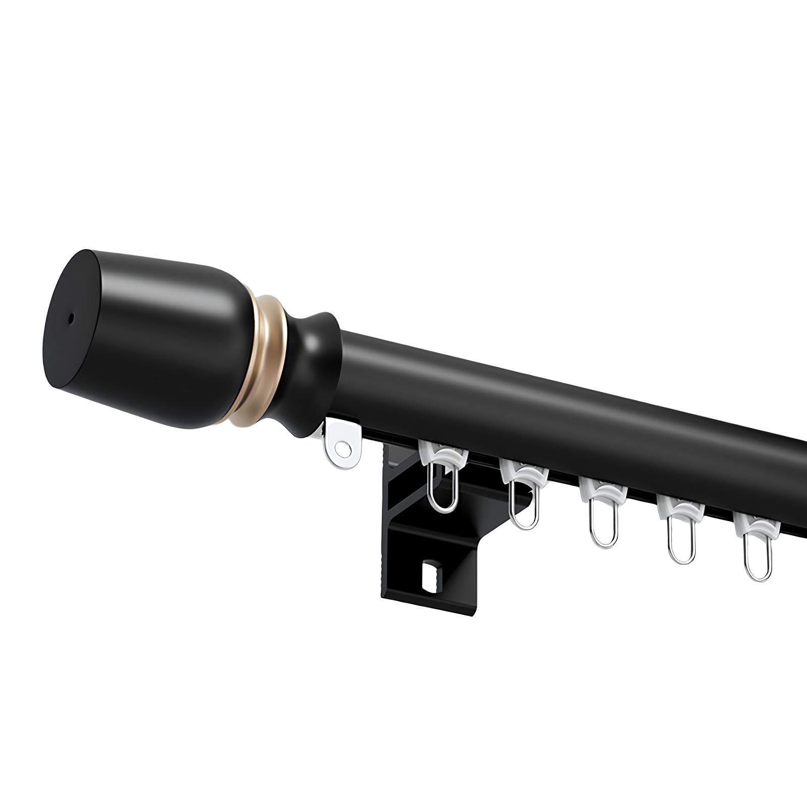 Barra De Cortina, Longitud 70-700cm, Riel para Cortina con Tapas Decorativas En Los Extremos, Curtain Rod Adecuada para Sala De Estar O Dormitorio (Gris, Negro)(Negro,400cm/13.1ft(4 * 100))