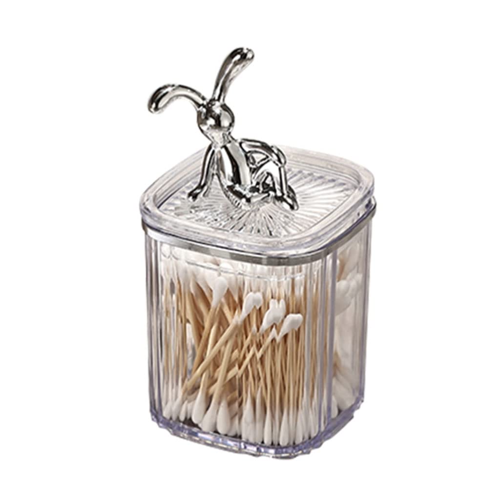 MRKU Dispenser per stuzzicadenti, Scatola Porta stuzzicadenti, Elegante, Creativo, da scrivania, in plastica con Coperchio, Organizer per Bastoncini di Cotone e Filo interdentale, casa Chic