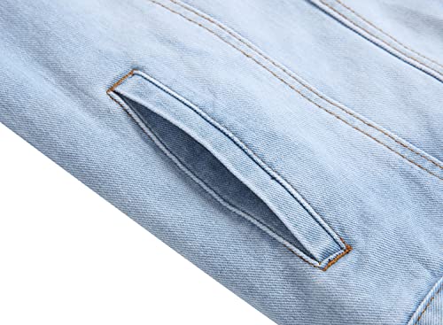 Image of Mens Denim Jacket Ripped Slim Jean Jacket Coat for Men