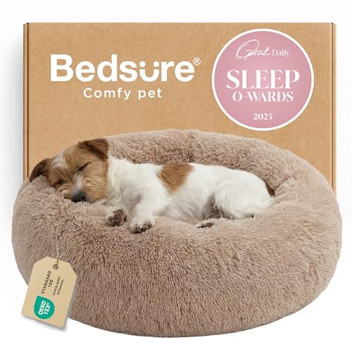 Bedsure Calming Dog Bed for Small Medium Dogs - Donut Washable Medium Puppy Bed, 27 inches Anti-Slip...