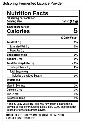 Dr. Mercola Biodynamic Solspring Organic Fermented Licorice Powder, 2.1 Oz. (60 G), Pack Of Two (2) Jars, Non Gmo, Soy Free, Gluten Free, Usda Organic, Demeter Certified Biodynamic #TOP1