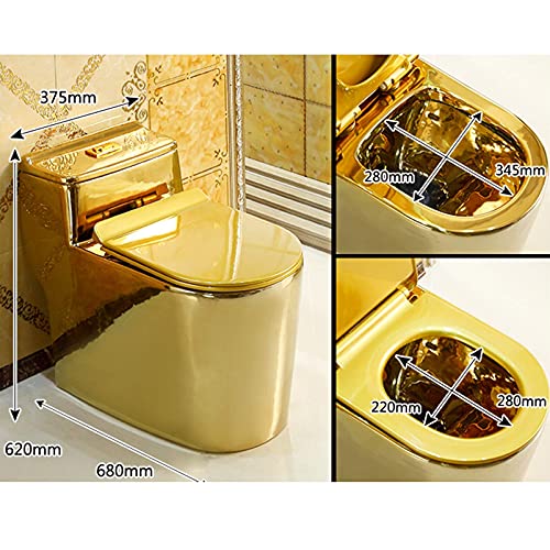 Fmogq Luxurious Toilet,European Style Neoclassical Toilet One Piece Universal Washout,Easy To Empty And Clean,Suitable For Family Hotel Bathroom,Gold,37.5X68X62Cm #TOP7