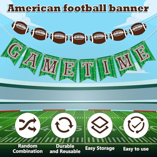 Image of OHOME Football Party Decorations - Football Banner for Super Games Bowl - Hanging Party Favors Supplies for Indoor Home | Football Accessories Decor Backdrop for Birthday Party