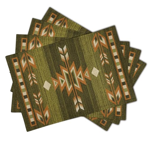 Giwawa-Southwestern-Placemats-Set-of-4-Rustic-Green-Tribal-Geometric-Decorative-Table-Mat-Antique-Native-American-Heat-Resistant-Washable-Place-Mats-12x18Inch-for-Dining-Kitchen-Farmhouse-Decor Giwawa Southwestern Placemats Set of 4 Rustic Green Tribal Geometric Decorative Table Mat Antique Native American Heat Resistant Washable Place Mats 12x18Inch for Dining Kitchen Farmhouse Decor