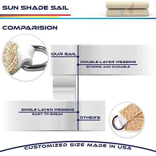 Windscreen4Less 8' X 12' Rectangle Sun Shade Sail-Beige With White Strips Durable Uv Shelter Canopy For Patio Outdoor Backyard-Custom, 8' X 12' #TOP4